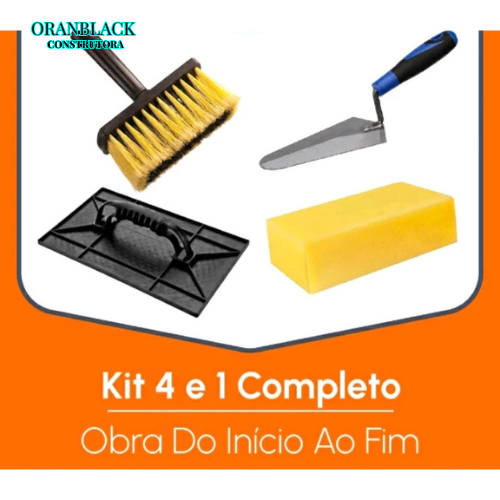 Kit 4x1 Colher de Pedreiro Desempenadeira + Acessórios p/ Obra Reboco Pintor e Gesseiro Uso Geral