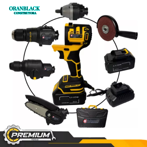 Oferta Especial Ferramentas 5 em 1 Nakasaki Motor Brushless( Martelete, Parafusadeira, chave Impacto, Motosserra, Esmeilhadeira) 48v